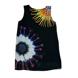 Carre Noir womens tank top black bright floral flowy Medium sleeveless summer